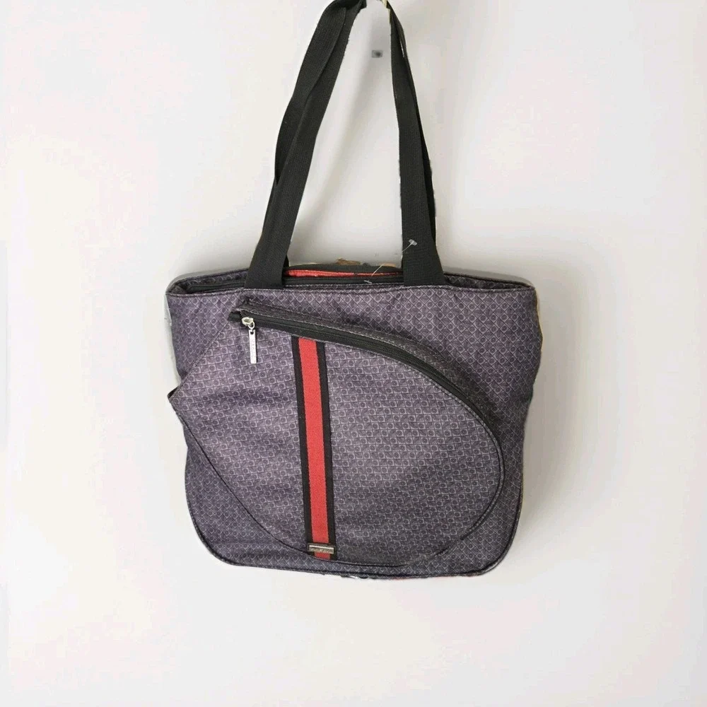 Hadaki Bag Tennis Racket Sportd Paddle Retro Gray Red Floral Lining Compartments